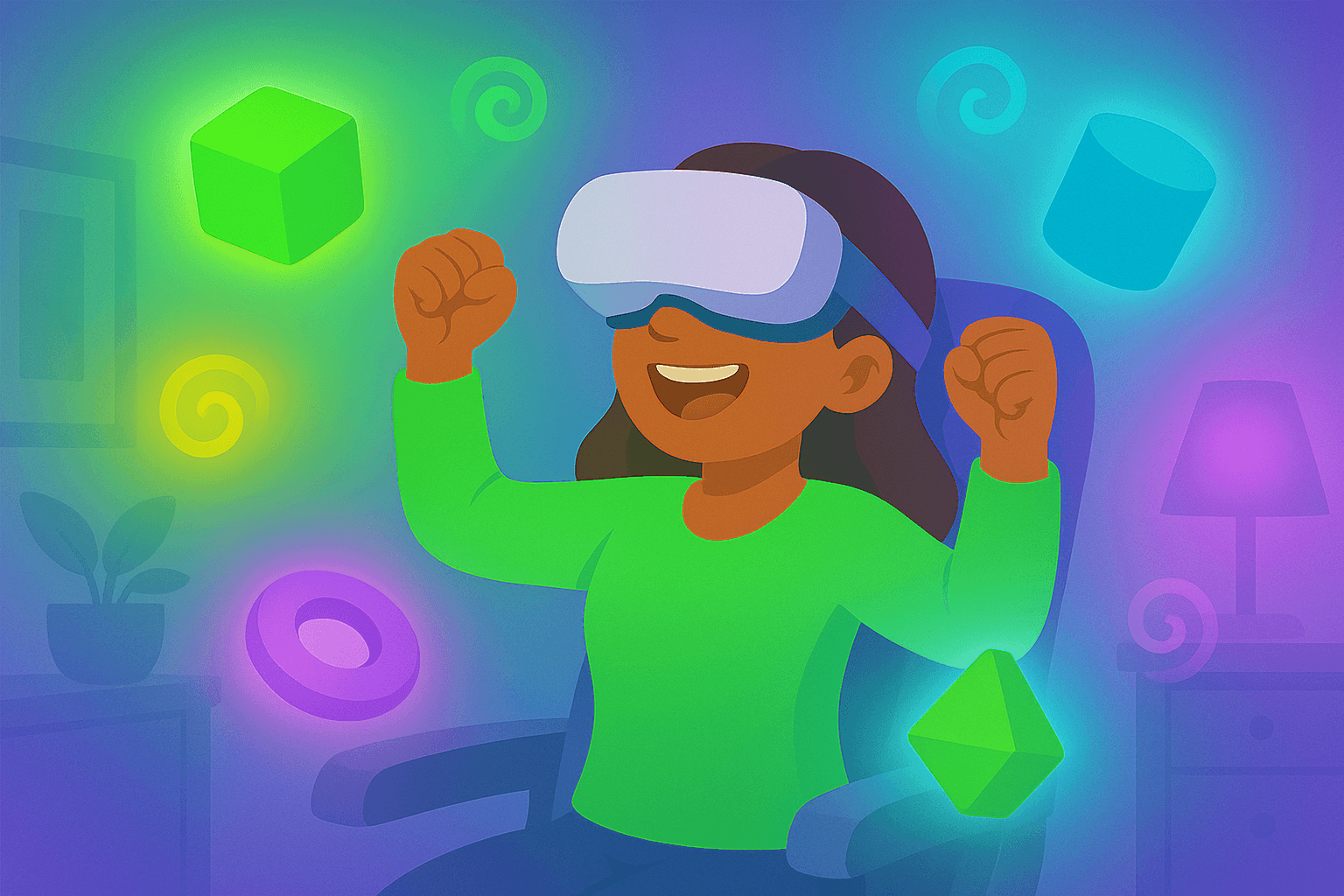 Person enjoying VR without motion sickness after completing the training program