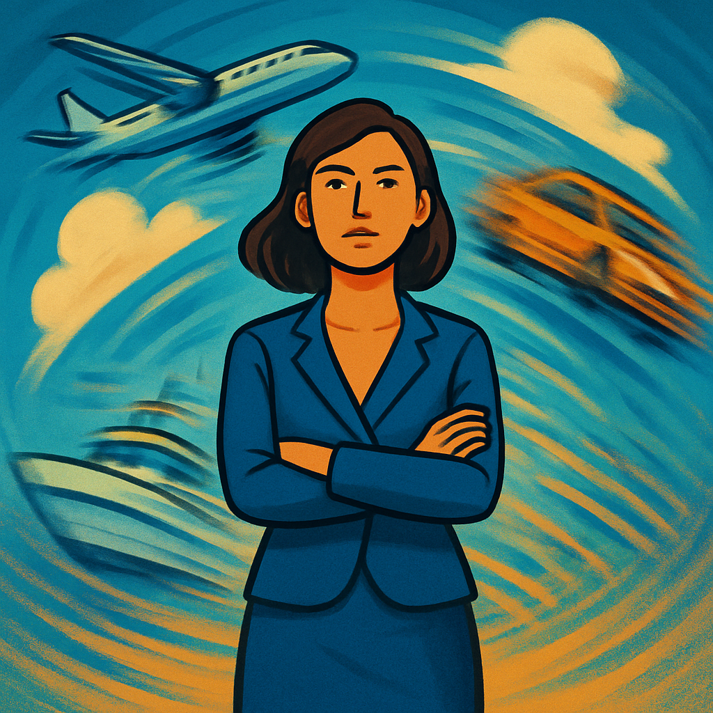 Woman confidently managing vr sickness